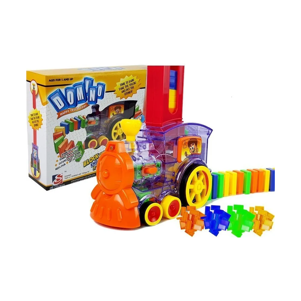 Lokomotywa LED układająca domino z klockami dla dzieci