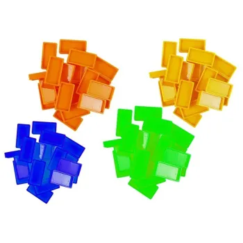 Kolorowe klocki domino i plastikowy pociąg zabawka dla maluchów