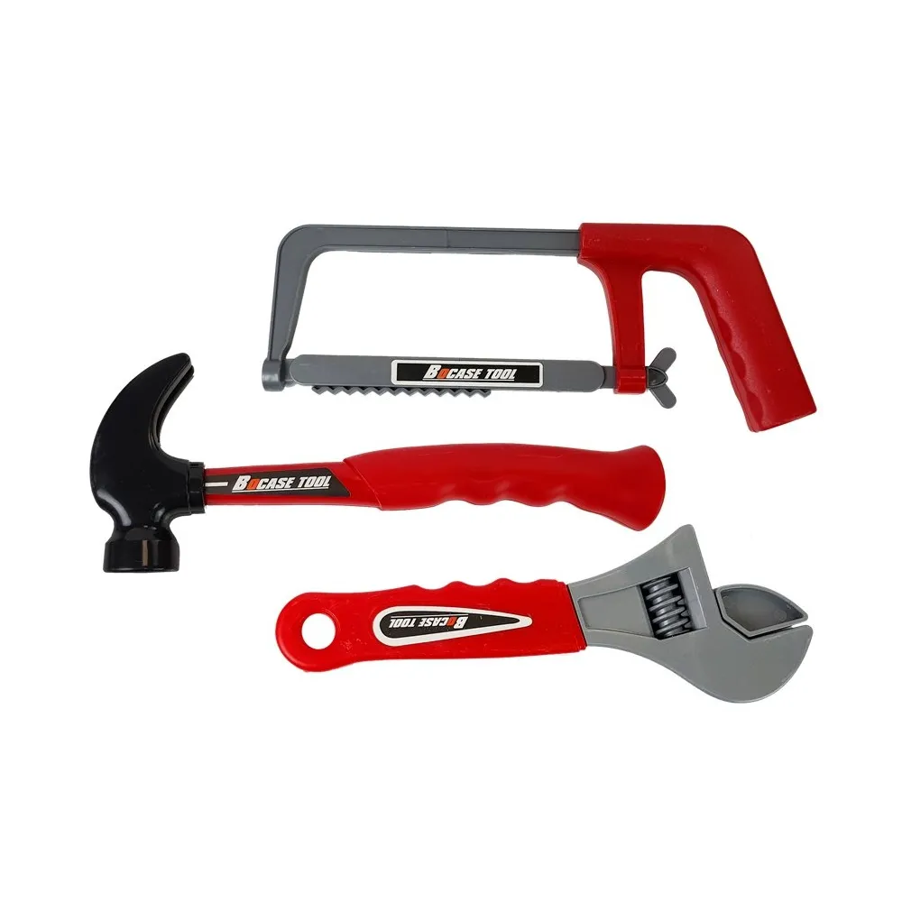 Zbliżenie na elementy zestawu narzędzi 29 części dla dzieci