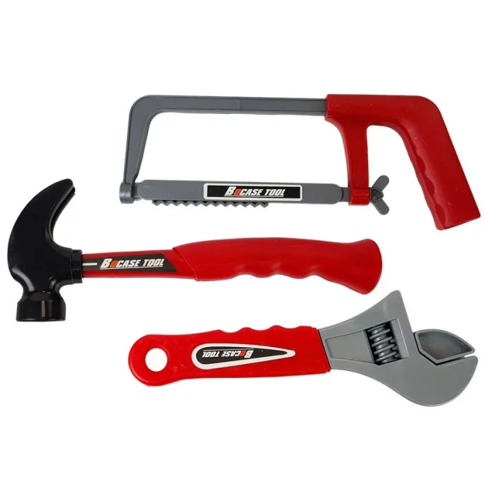 Zbliżenie na elementy zestawu narzędzi 29 części dla dzieci