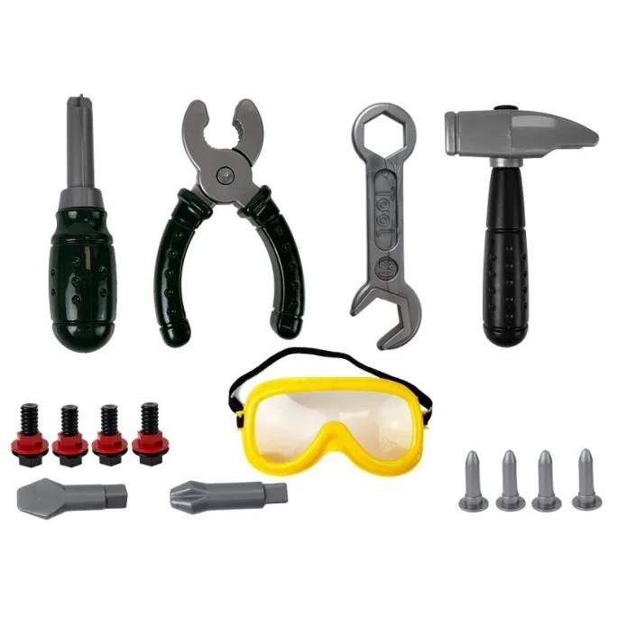 Zestaw majsterkowicza z okularami ochronnymi i narzędziami dziecięcymi