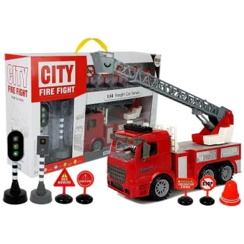 Wóz strażacki z sygnalizacją świetlną i dźwiękami na baterie AG13