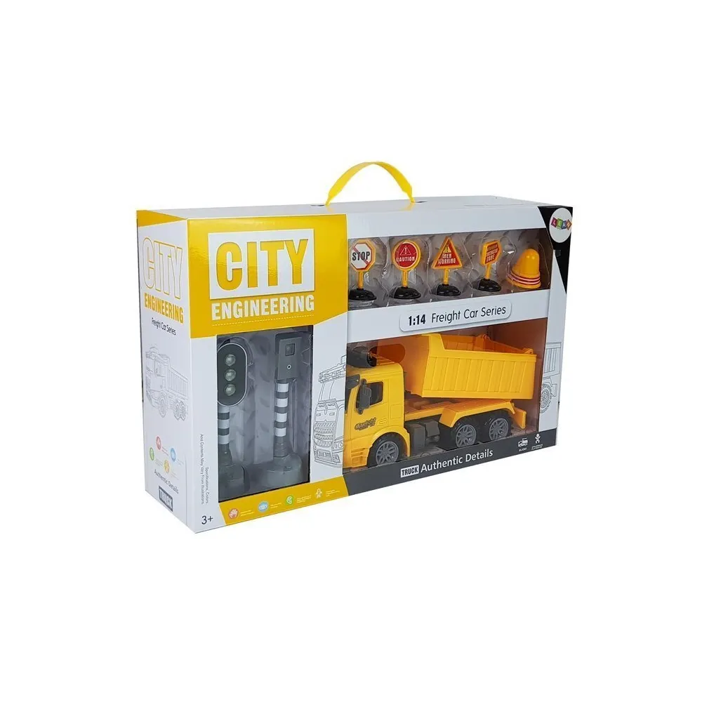 Fotoradar, sygnalizator i żółta wywrotka – kompletny zestaw budowlany dla dzieci