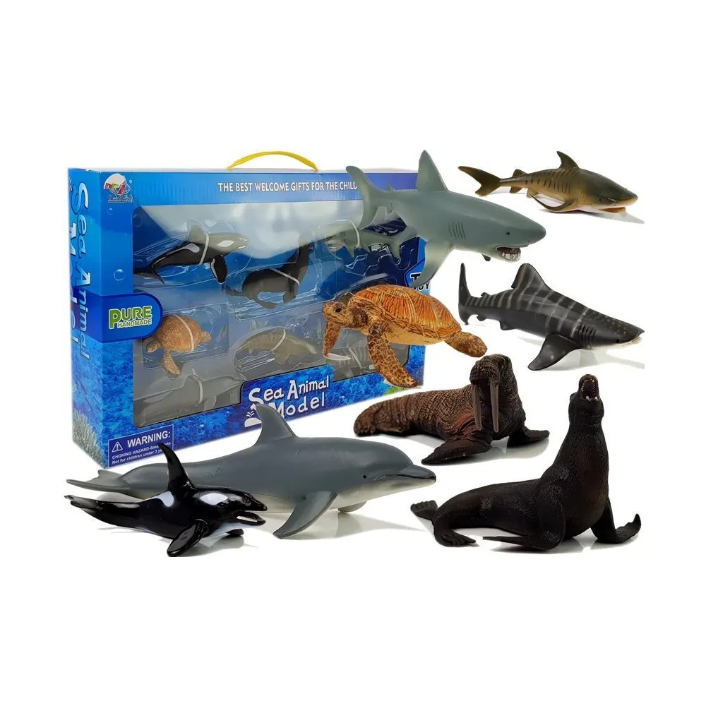 Zestaw 8 edukacyjnych figurek morskich zwierząt dla dzieci