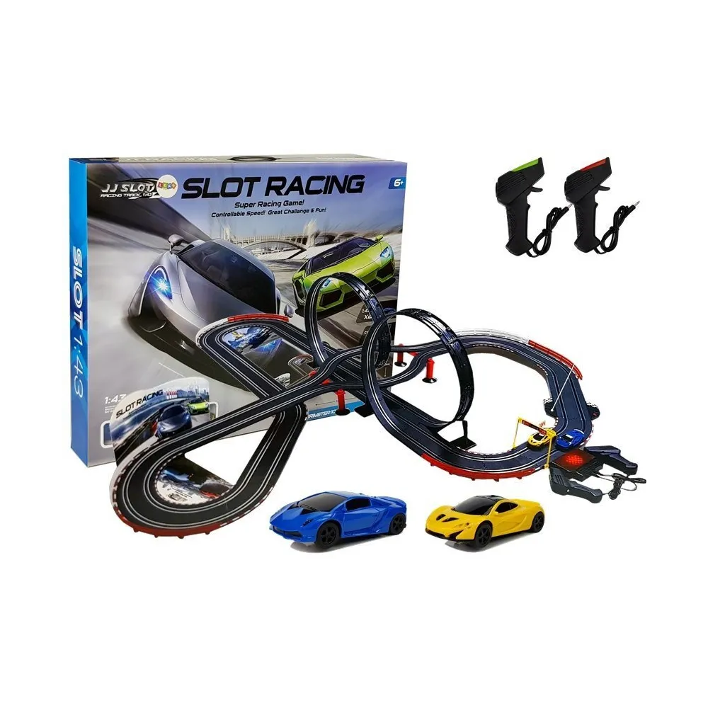 Ogromny tor wyścigowy z dwiema pętlami i dwoma autkami w skali 1:43