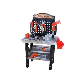 Kolorowy zestaw 55 elementów z warsztatem, piłami i młotkiem