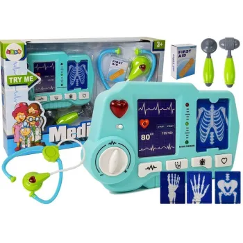 Kolorowy zestaw lekarski dla dzieci z aparaturą i akcesoriami RTG