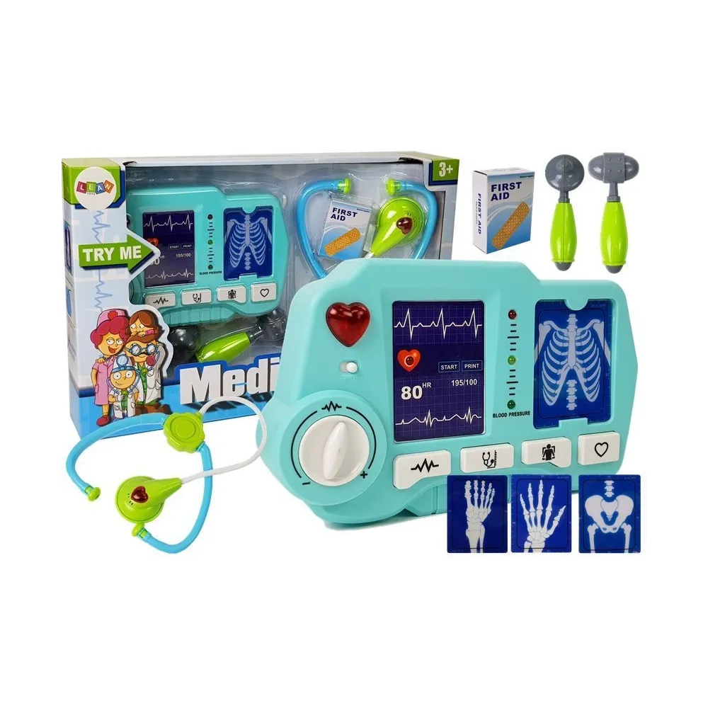 Kolorowy zestaw lekarski dla dzieci z aparaturą i akcesoriami RTG