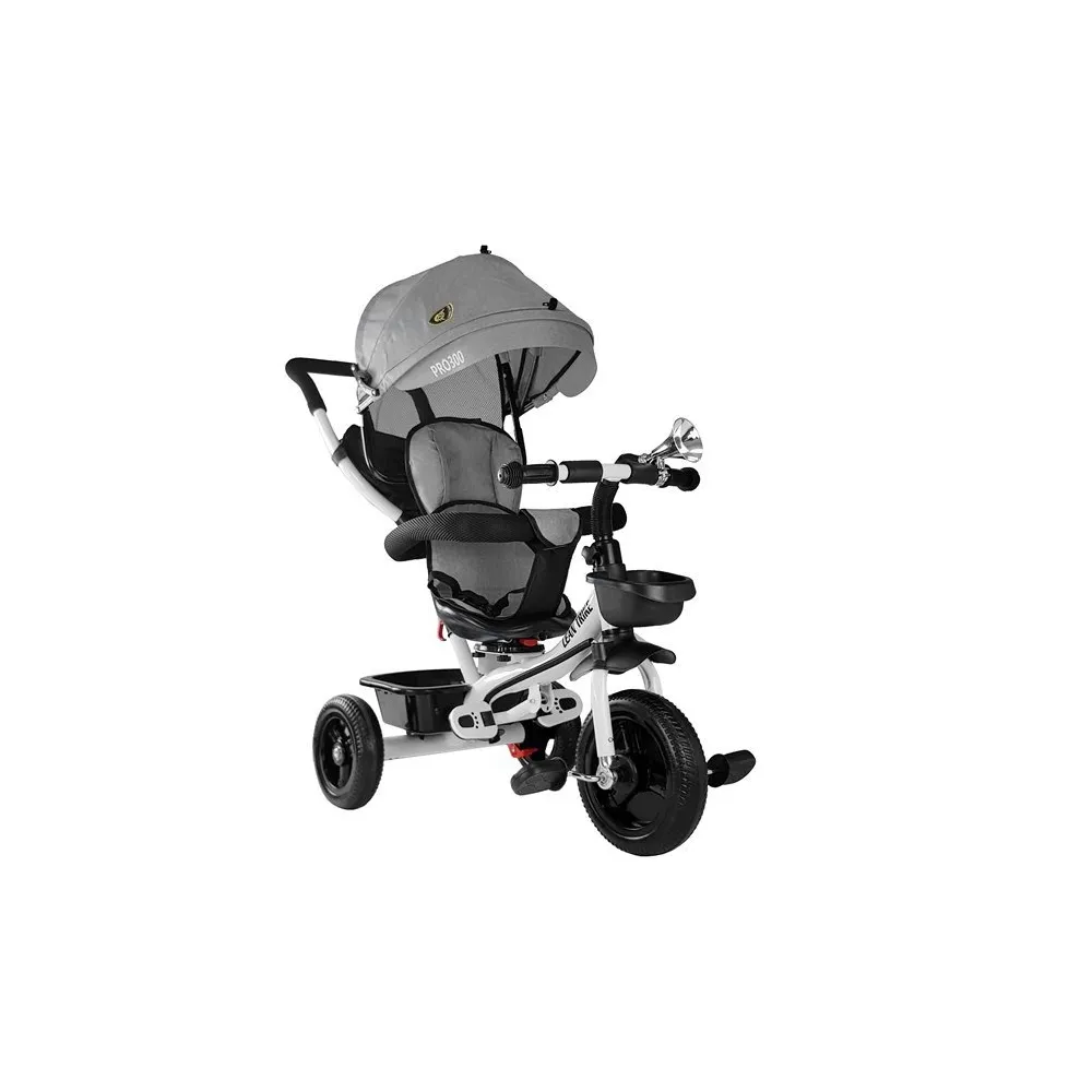 Trójkołowiec dziecięcy PRO300 w kolorze szarym z prowadnikiem dla rodzica