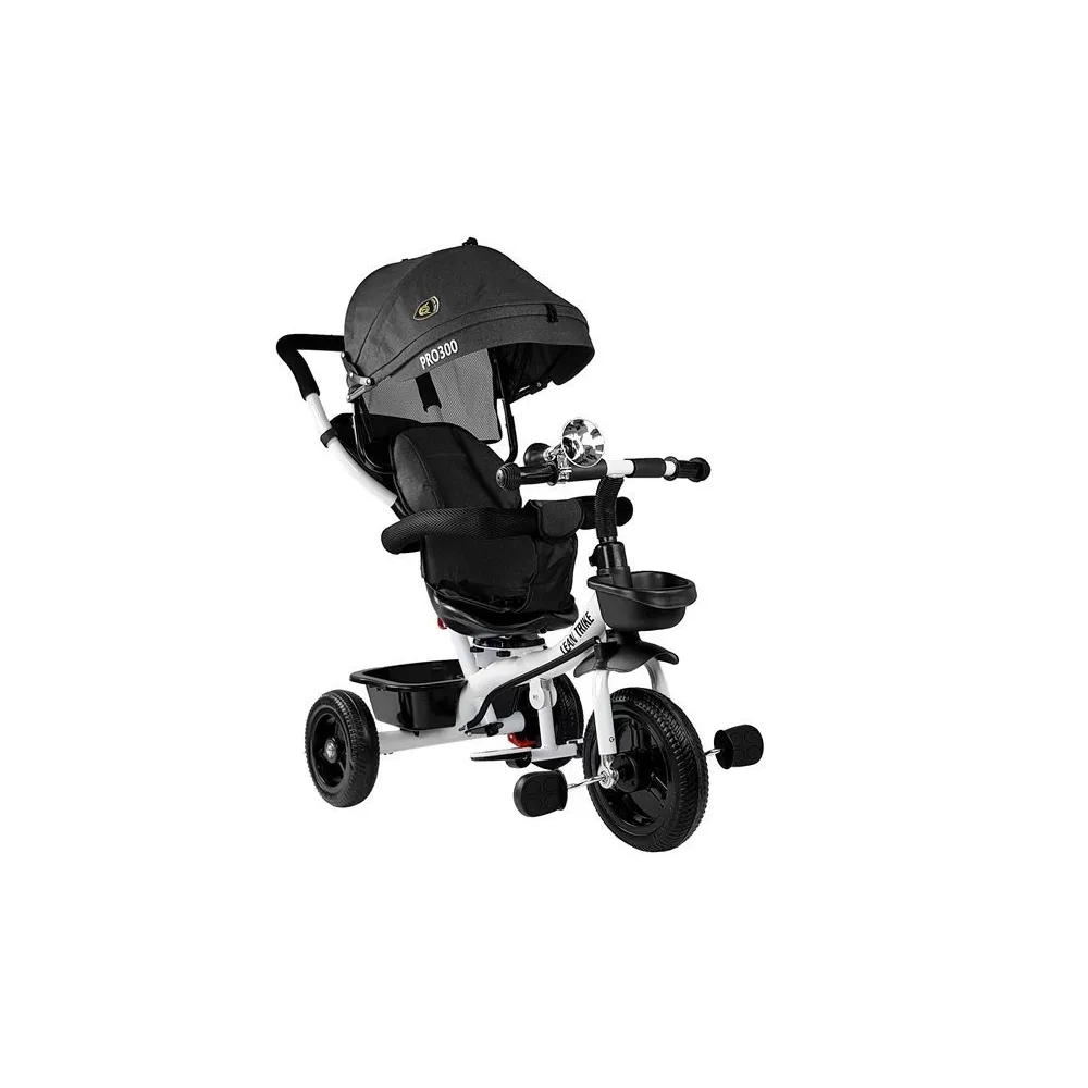 Rower trójkołowy z baldachimem UV widziany z boku