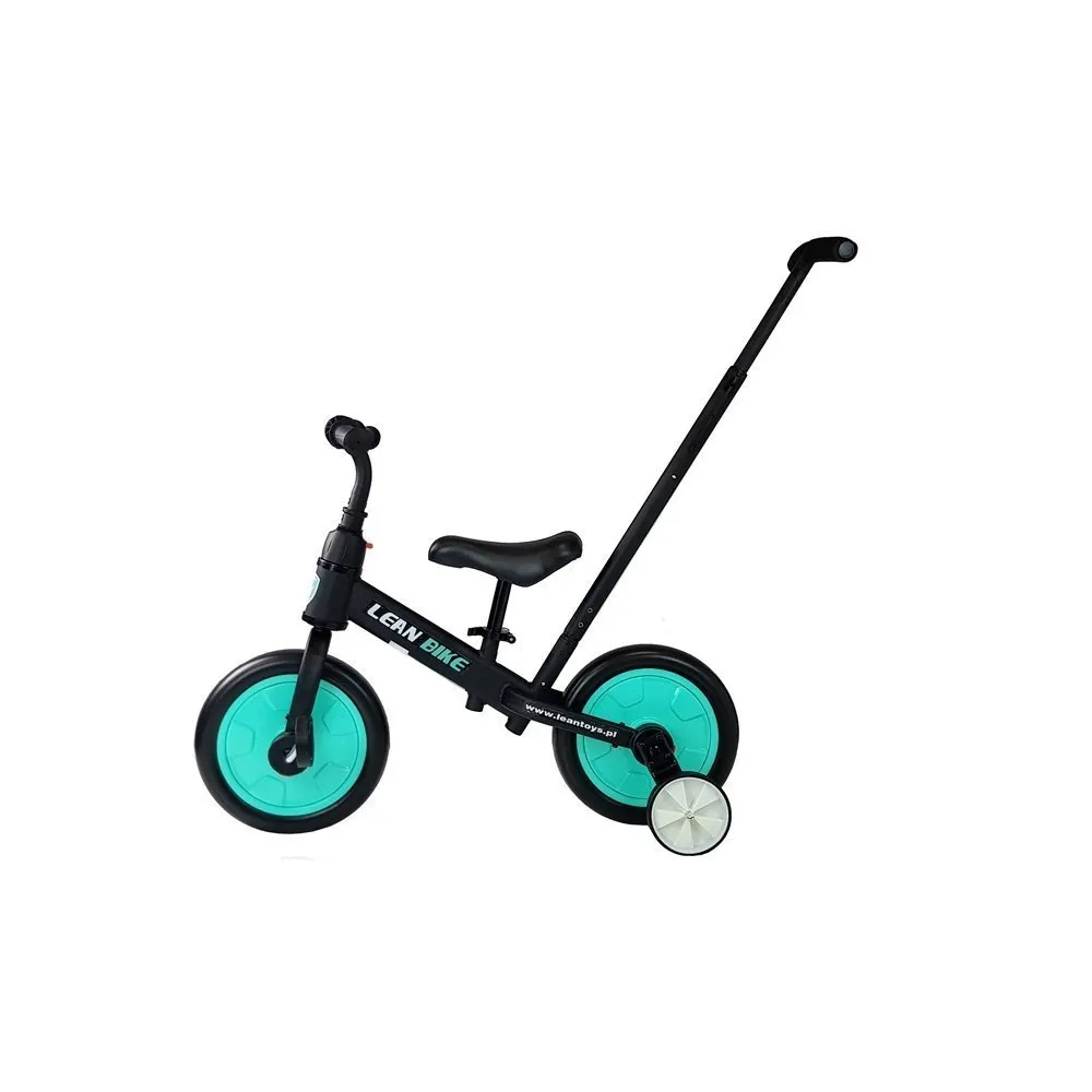 Rower biegowy czarno-miętowy dla dzieci z regulowanym siedziskiem