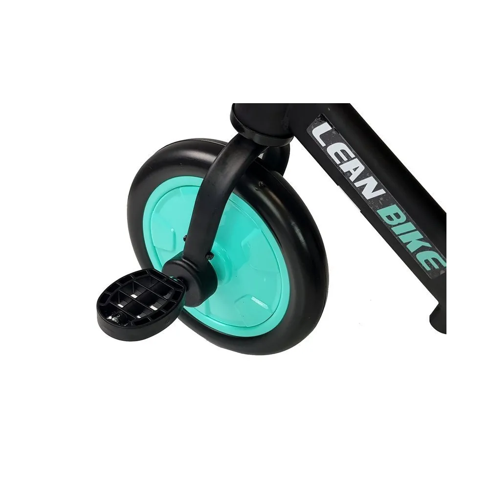 Bezpieczny i komfortowy rower biegowy 3w1 czarno-miętowy do nauki jazdy