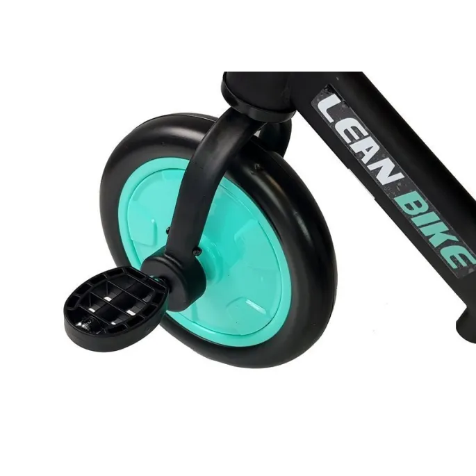 Bezpieczny i komfortowy rower biegowy 3w1 czarno-miętowy do nauki jazdy