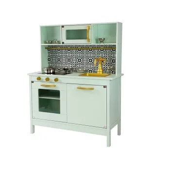 Komplet kuchenny Emma z eleganckimi złotymi detalami i stylowym kranem