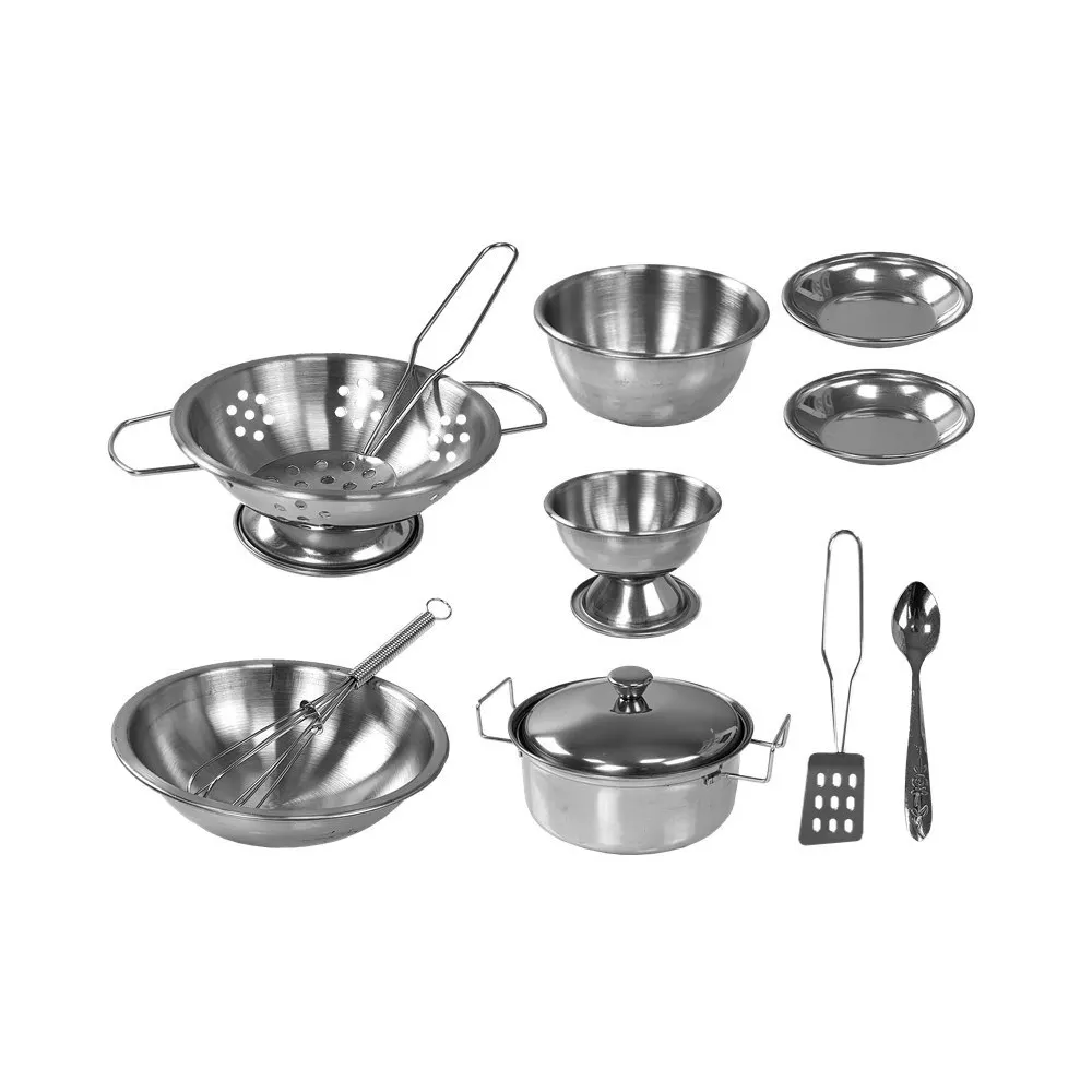 Modna miętowa kuchnia do zabawy z zestawem sztućców i garnkiem