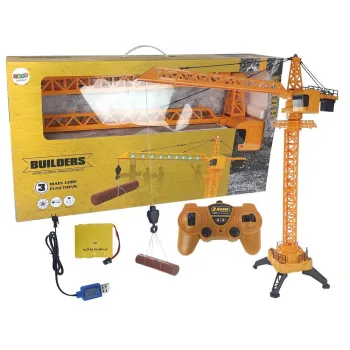 Dźwig konstrukcyjny żuraw RC 1:14 o wysokości 100 cm podczas zabawy
