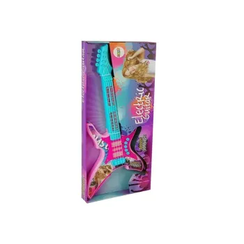 Muzyczna gitara na baterie z czterema strunami i świecącymi światełkami