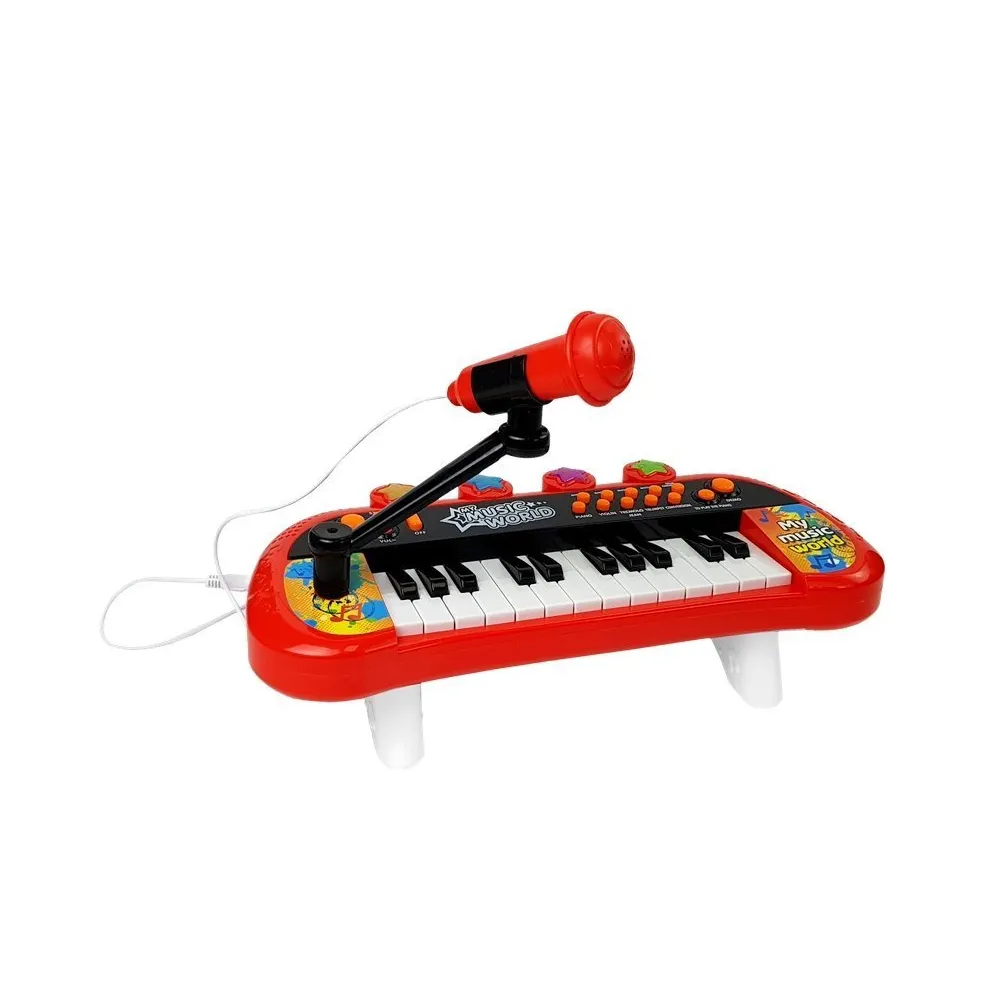 Keyboard dziecięcy 24 klawisze, czerwono-czarny z podświetleniem