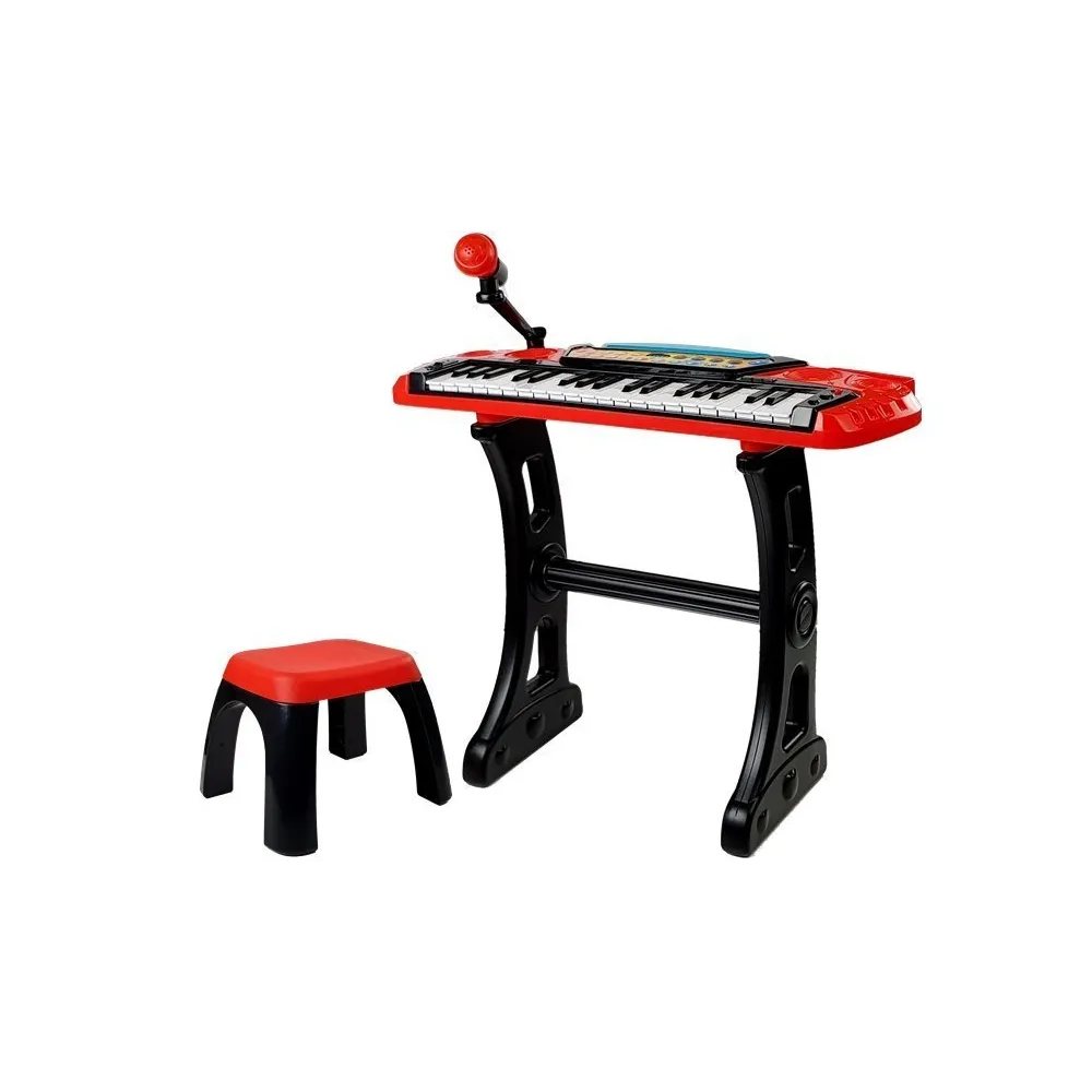 Dziecięcy zestaw muzyczny z keyboardem i mikrofonem w kolorze czerwonym
