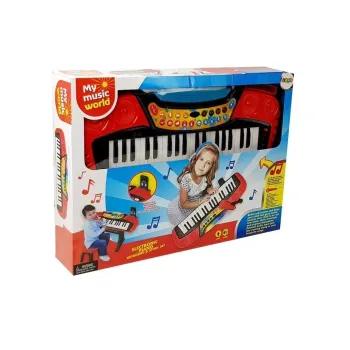 Czerwony keyboard dziecięcy z funkcjami rytmicznymi i wejściem na mikrofon