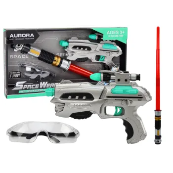 Zestaw z mieczem świetlnym, pistoletem i okularami ochronnymi dla dzieci