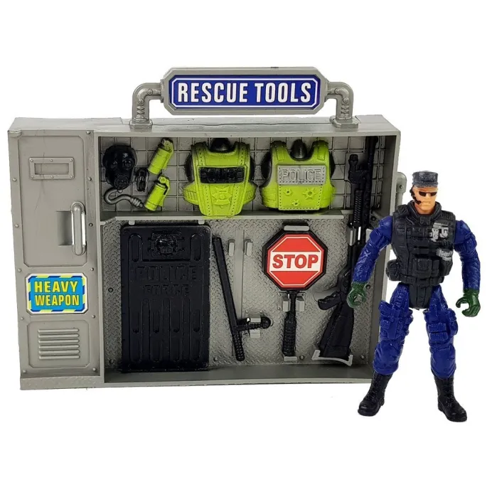 Duży helikopter policyjny z wirnikiem i efektami świetlnymi