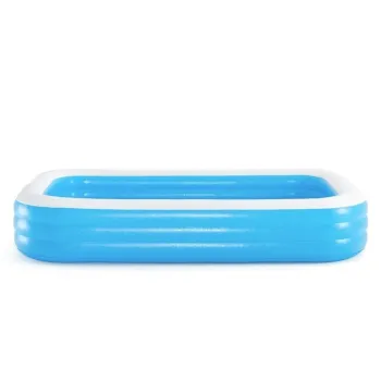 Widok z góry na niebieski prostokątny basen dmuchany Bestway