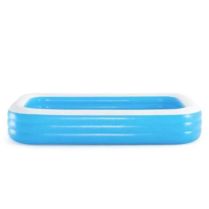 Widok z góry na niebieski prostokątny basen dmuchany Bestway