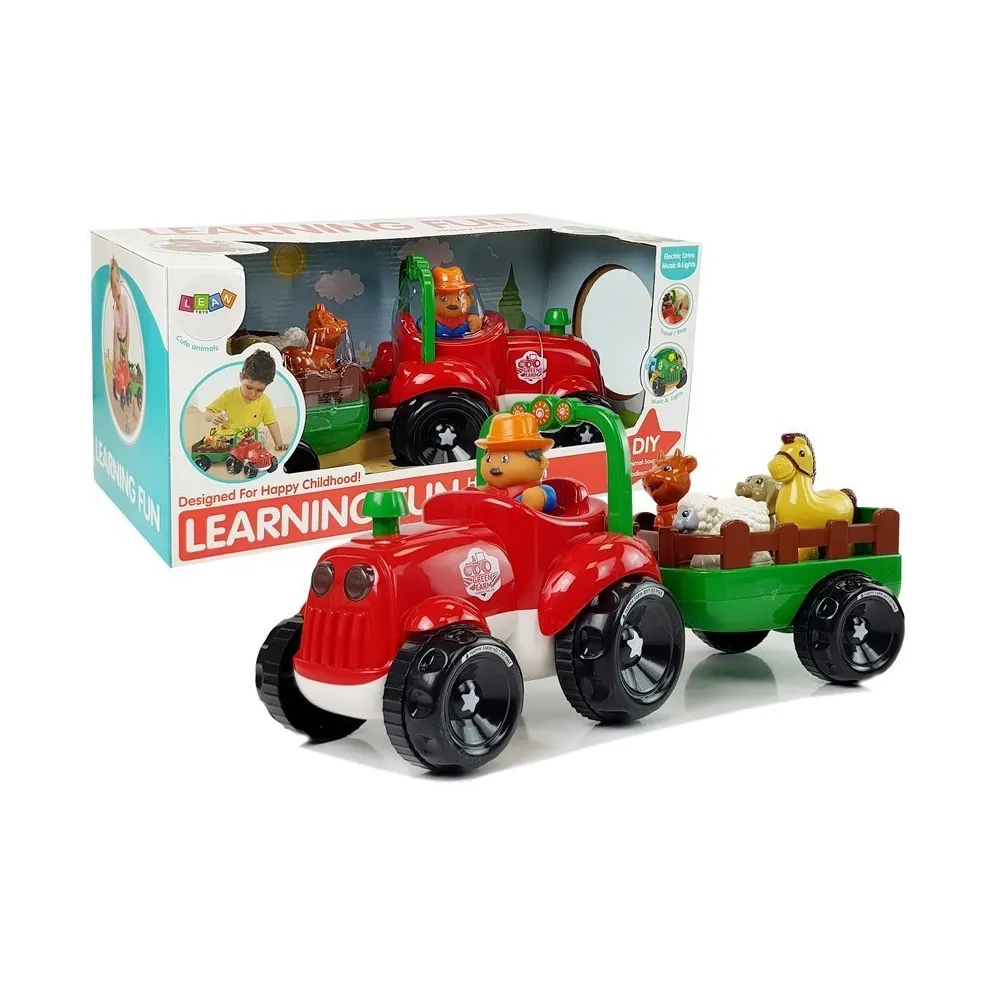 Zabawka edukacyjna traktor z przyczepką i zwierzętami dla najmłodszych