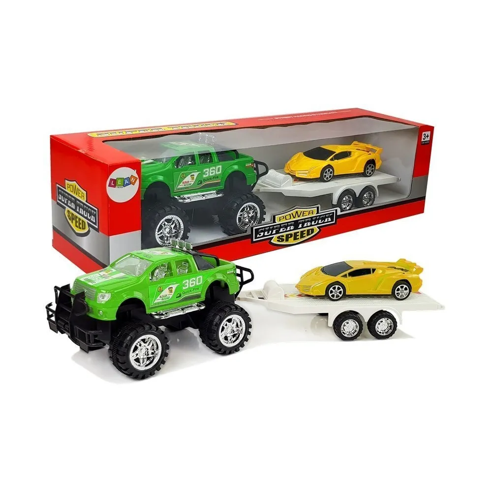 Zielone auto terenowe na lawecie – pojazd zabawkowy z napędem frykcyjnym