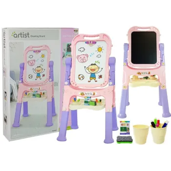 Tablica Magnetyczna Kredowa 2w1 Różowo-Fioletowa Akcesoria