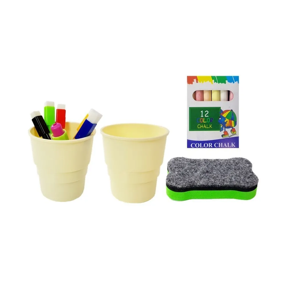 Tablica Magnetyczna Kredowa 2w1 Różowo-Fioletowa Akcesoria