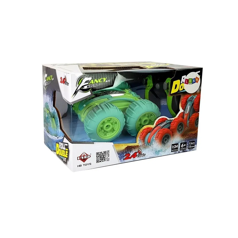 Widok całego zestawu z amfibią, pilotem i akcesoriami