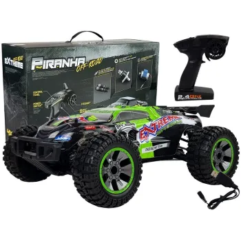 Zielone auto terenowe RC ENOZE 9202E w skali 1:10 na białym tle