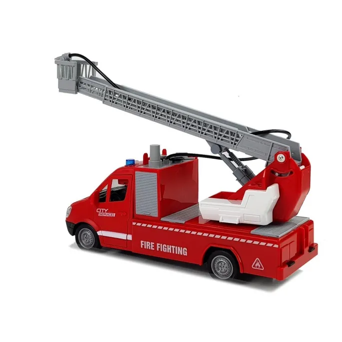 Zbliżenie na funkcjonalny wąż wodny i efekty świetlne pojazdu strażackiego