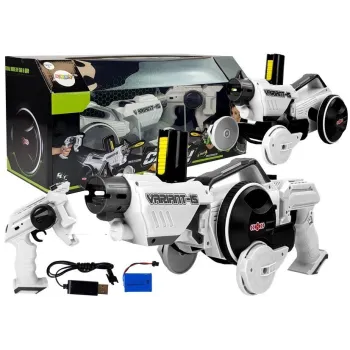 Pistolet wyrzutnia autko 2 w 1 biały do zdalnego sterowania dla dzieci