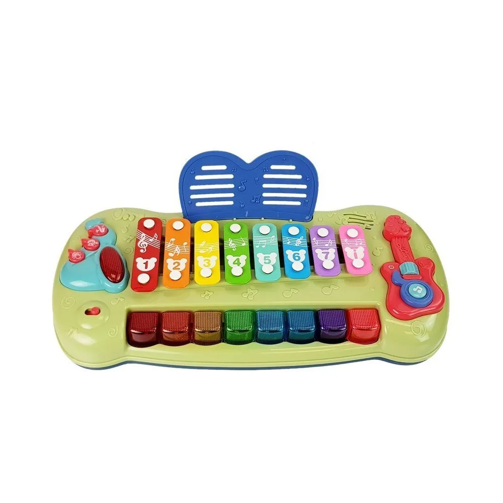 Zabawka muzyczna dla dziecka, pianinko z cymbałkami i światłami