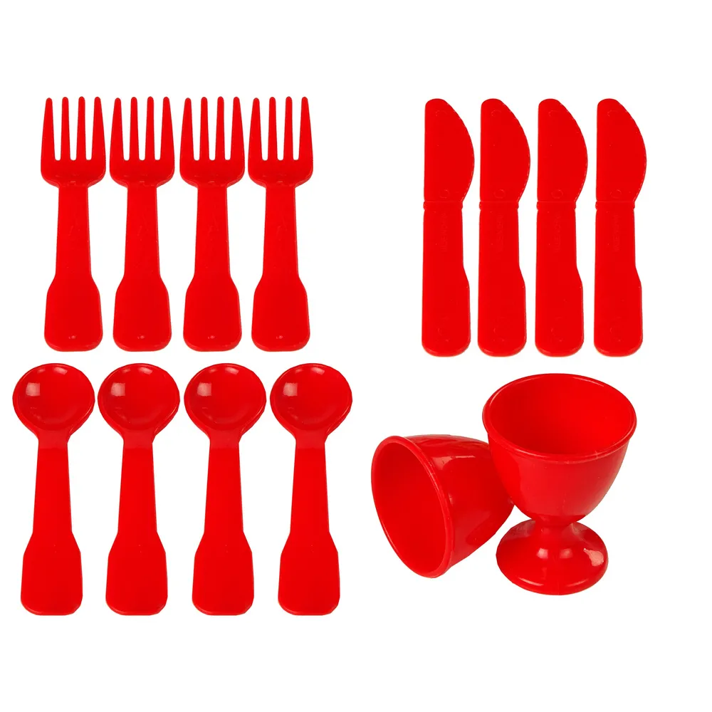 Prezentowy komplet artykułów spożywczych i naczyń do zabawy w kuchnię