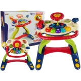 Chodzik interaktywny 3 w 1 z kierownicą dla niemowląt na białym tle