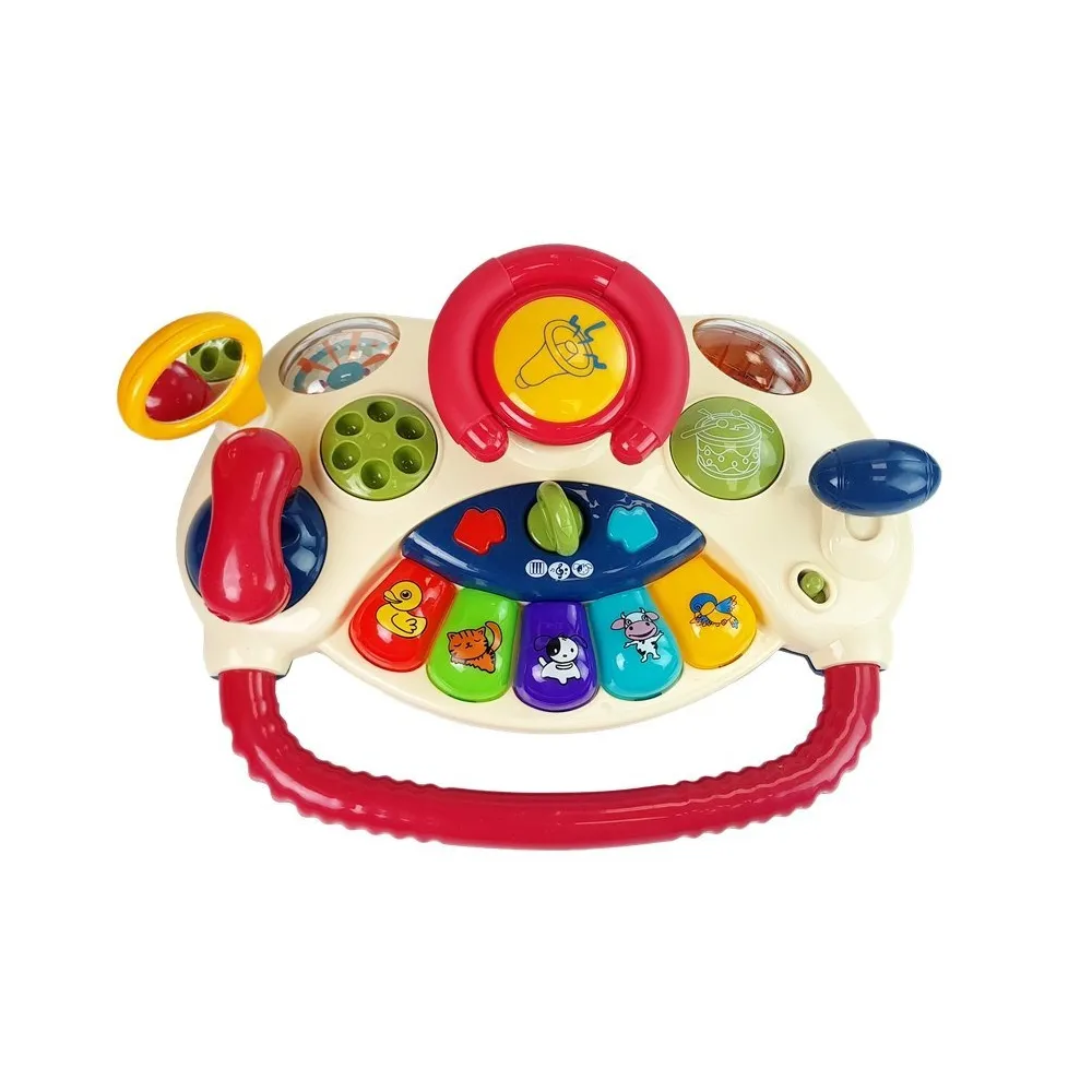 Kolorowa kierownica dla dzieci z odgłosami zwierząt i efektami dźwiękowymi