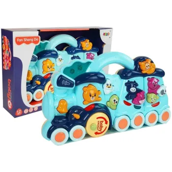 Interaktywna zabawka lokomotywa niebieska z efektami świetlnymi i dźwiękowymi
