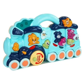 Interaktywna Zabawka Lokomotywa z Odgłosami Zwierząt, Dźwięki, Efekty Świetlne, Niebieska