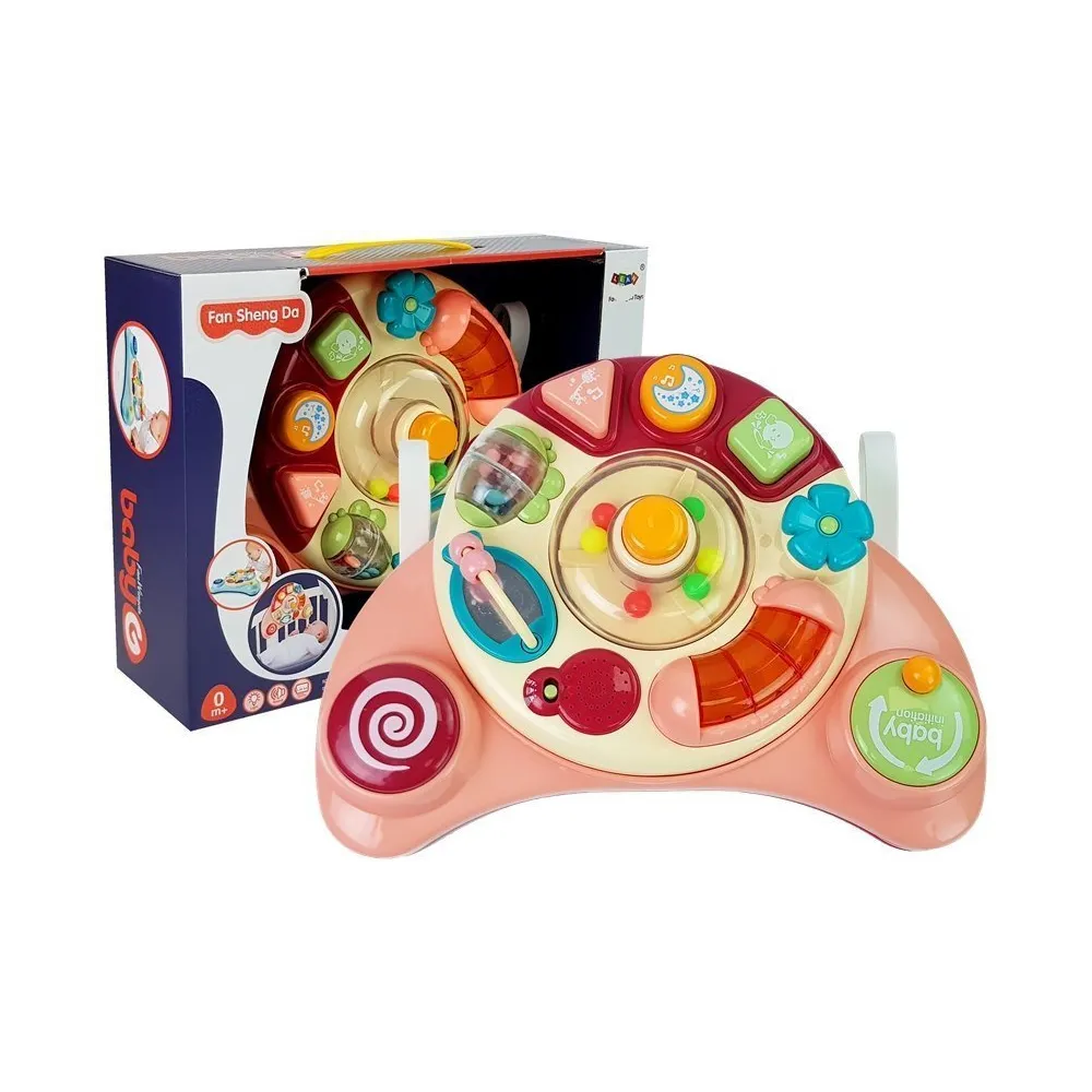 Interaktywny panel edukacyjny dla niemowląt w kolorze różowym