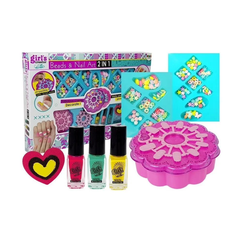 Zestaw do bransoletek i malowania paznokci dla dziewczynek w kolorowym pudełku