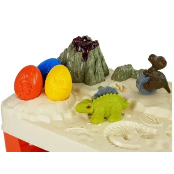 Kolorowy stolik do zabawy ciastoliną z tematem prehistorycznym