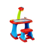 Stolik Edukacyjny z Projektorem Krzesełko Kredki Magnesy Literki i Cyfry