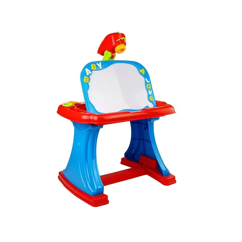 Stolik Edukacyjny z Projektorem Krzesełko Kredki Magnesy Literki i Cyfry