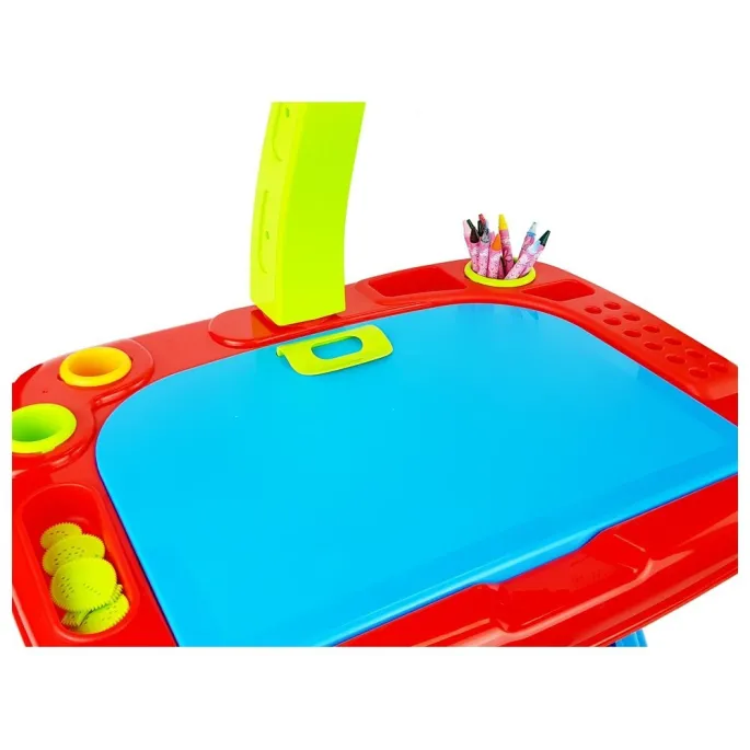 Stolik Edukacyjny z Projektorem Krzesełko Kredki Magnesy Literki i Cyfry