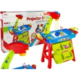 Stolik Edukacyjny Szufladki z Projektorem 36 Obrazków Kredki Szablony Niebiesko Czerwony