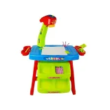 Stolik Edukacyjny Szufladki z Projektorem 36 Obrazków Kredki Szablony Niebiesko Czerwony